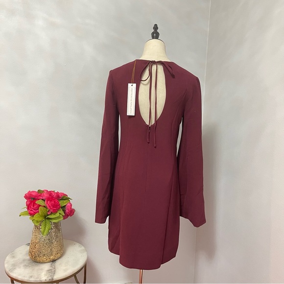 Dress The Population Burgundy Dahlia Long Sleeve Drape Back Minidress - Reemoly - Picture 7 of 17
